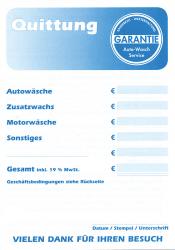 Quittungsblocks Autowäsche
