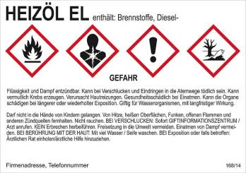 Gefahrstoffaufkleber (Heizöl EL) für alle Gebinde 210 x 148 mm / 1 Stück