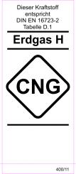 Kraftstoff DIN-Aufkleber "Erdgas H CNG" 