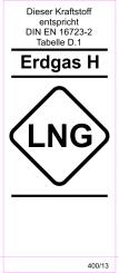 Kraftstoff DIN-Aufkleber "Erdgas H LNG" 