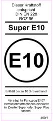 Kraftstoff DIN-Aufkleber "SUPER E10" 