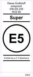 Kraftstoff DIN-Aufkleber "SUPER E5" 