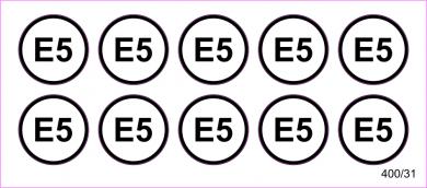 10 Aufkleber für Zapfpistolen "E 5" (Ø 13 mm) 