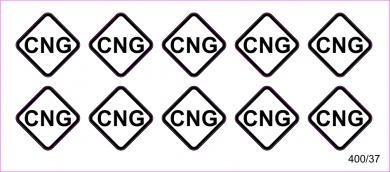 10 Aufkleber für Zapfpistolen "CNG" (Ø 13 mm) 