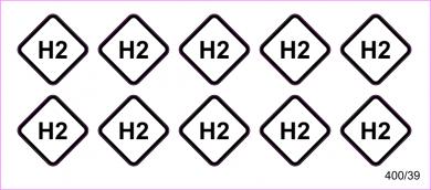 10 Aufkleber für Zapfpistolen "H2" (Ø 13 mm) 