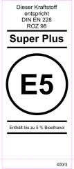 Kraftstoff DIN-Aufkleber "SUPER PLUS E 5" 