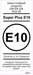 Kraftstoff DIN-Aufkleber "SUPER PLUS E 10" 