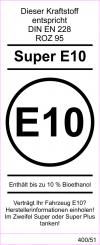 Kraftstoff DIN-Aufkleber "Super E10" 