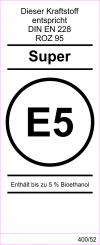 Kraftstoff DIN-Aufkleber "Super E5" 