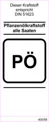 Kraftstoff DIN-Aufkleber "Pflanzenölkraftstoff alle Saaten" 