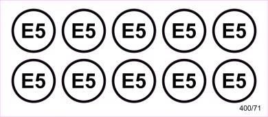 10 Aufkleber für Zapfpistolen "E5" (Ø 26 mm) 