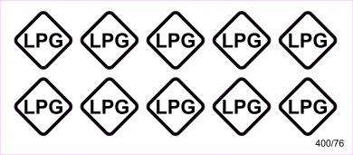 10 Aufkleber für Zapfpistolen "LPG" (Ø 26 mm) 