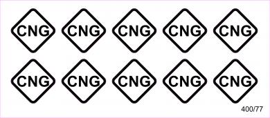 10 Aufkleber für Zapfpistolen "CNG" (Ø 26 mm) 