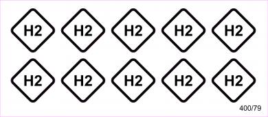 10 Aufkleber für Zapfpistolen "H2" (Ø 26 mm) 