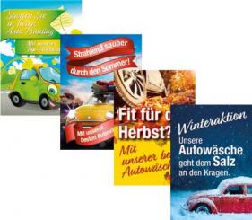 Plakate Autowäsche 4 Jahreszeiten 2 Sets