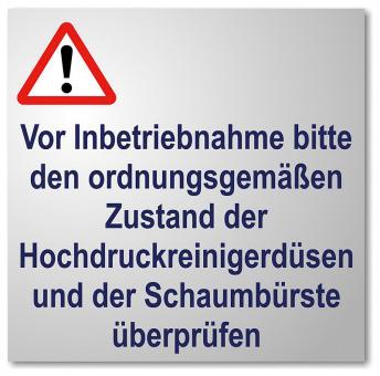 Vor Inbetriebnahme prüfen Schild