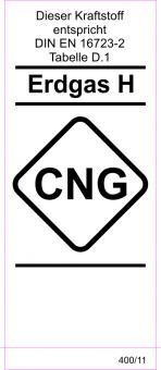 Kraftstoff DIN-Aufkleber "Erdgas H CNG" 