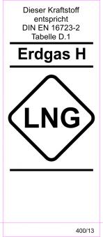Kraftstoff DIN-Aufkleber "Erdgas H LNG" 