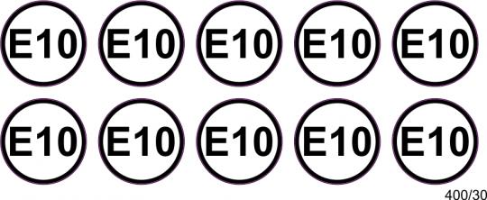 10 Aufkleber für Zapfpistolen "E10" (Ø 13 mm) 
