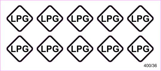 10 Aufkleber für Zapfpistolen "LPG" (Ø 13 mm) 