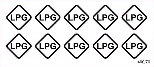 10 Aufkleber für Zapfpistolen "LPG" (Ø 26 mm) 