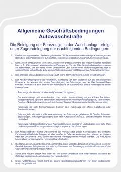 Schild DIN A 1: AGB für Autowaschstraßen 