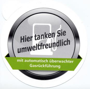 Aufkleber "... mit automatisch überwachter Gasrückführung" 