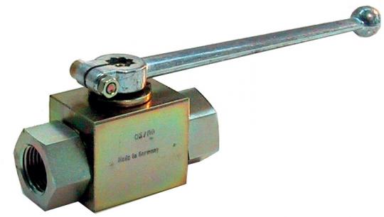 Hochdruck-Kugelhahn, Gehäuse: Stahl verzinkt, Kugel: Stahl verchromt 8 mm; Anschl: M18x1,5-AG beidseits